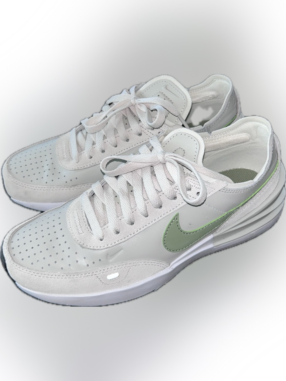 Nike Women’s White Sneakers with Mint Green Swoosh